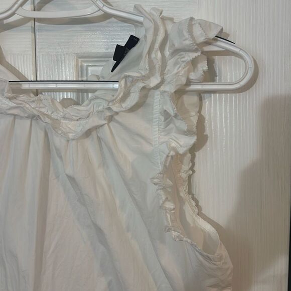 J. Crew Women's Cotton Sleeveless Keyhole Tie Back Ruffle Blouse Top White Small - Picture 2 of 9